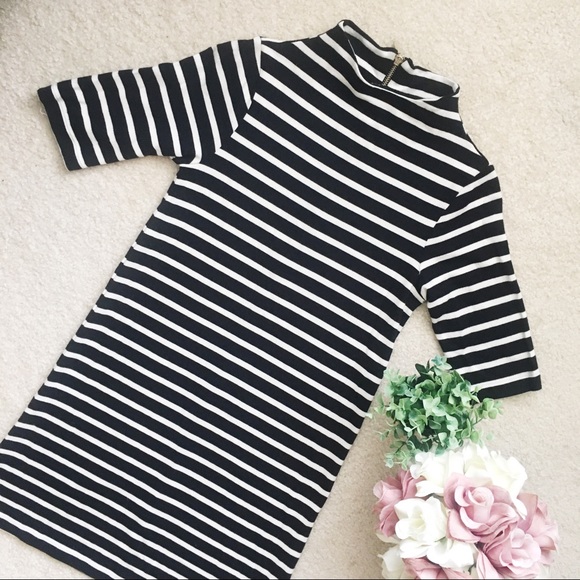 French Connection Dresses & Skirts - French Connection Striped High Neck Dress